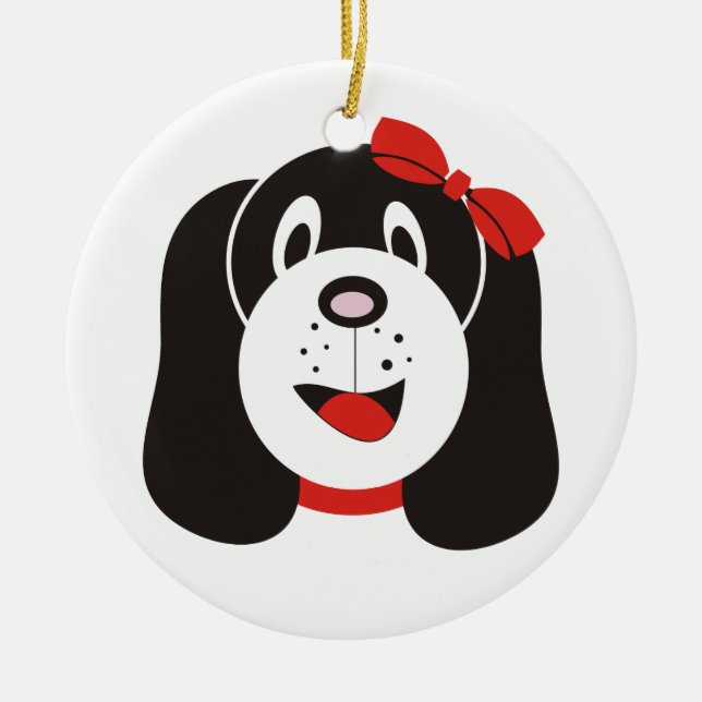 Happy silly puppy custom ornament (Front)