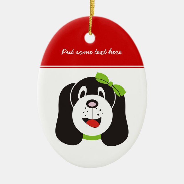 Happy silly puppy custom ornament (Front)