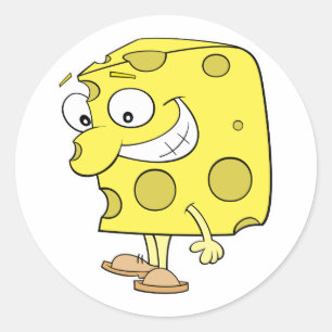 happy silly swiss cheese cartoon classic round sticker