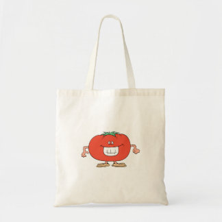 happy silly tomato cartoon tote bag