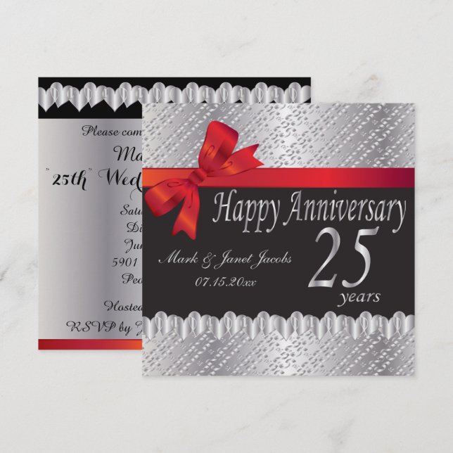 Happy Silver Anniversary | 25 Years Invitation (Front/Back)