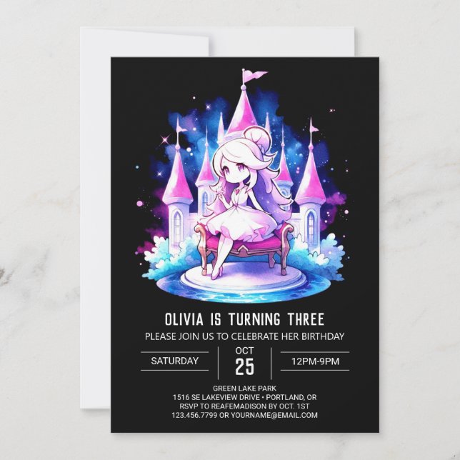Happy Simple Princess Birthday Invitation (Front)