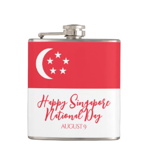 Happy Singapore National Day Singapore Flag Hip Flask
