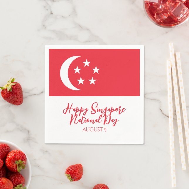 Happy Singapore National Day Singapore Flag Napkin (Insitu)