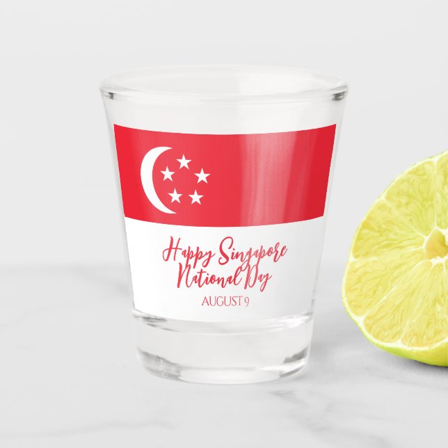 Happy Singapore National Day Singapore Flag Shot Glass (Front)