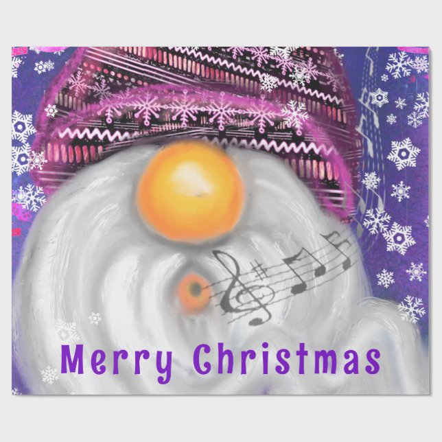 Happy Singing Gnome Christmas Wrapping Paper (Flat)