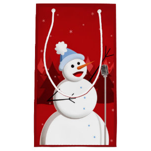 Happy Singing Snowman Christmas Small Gift Bag