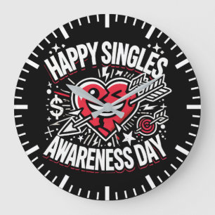 Happy Singles Awareness Day, Anti Valentine’s Day Large Clock