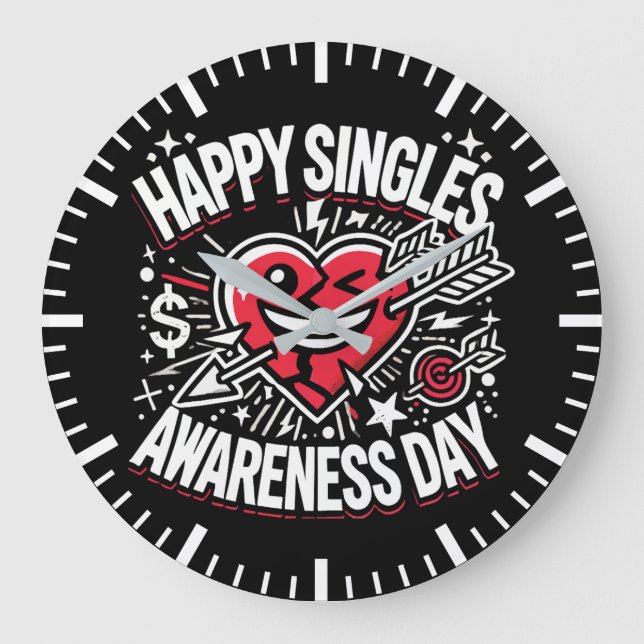 Happy Singles Awareness Day, Anti Valentine’s Day Large Clock (Front)