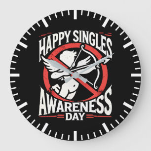 Happy Singles Awareness Day, Anti Valentine’s Day Large Clock