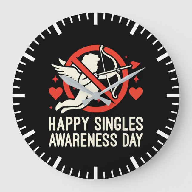 Happy Singles Awareness Day, Anti Valentine’s Day Large Clock (Front)