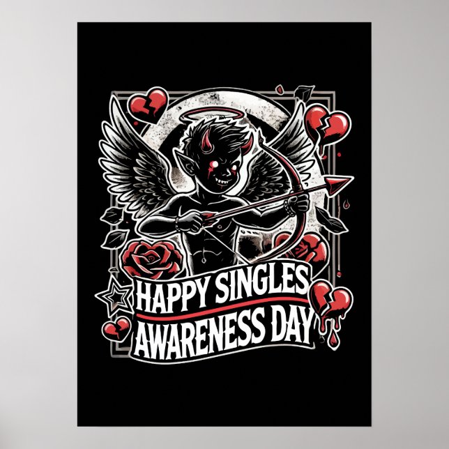 Happy Singles Awareness Day, Anti Valentine’s Day Poster (Front)