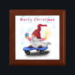 Happy Skater Gnome Christmas Gift Box<br><div class="desc">Christmas Gift Boxes with Happy Skater Gnome with Gifts and Sparkler Funny Merry Christmas Cartoon Drawing Gift Box - Customisable - or Choose / Add Your Unique Text / Font / Colour - Make Your Special Gift - Resize and move or remove and add elements / image with Customisation tool...</div>