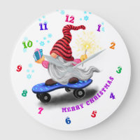 Happy Skater Gnome with Gifts and Sparkler - Fun