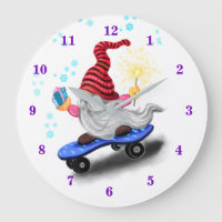 Happy Skater Gnome with Gifts and Sparkler - Funny