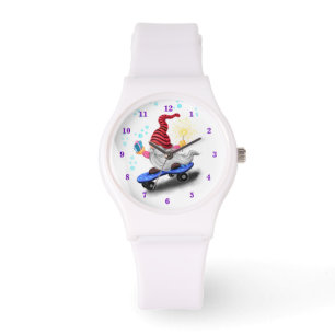 Happy Skater Gnome with Gifts and Sparkler - Funny Watch