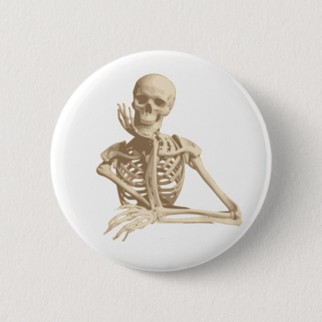 Happy Skeleton 6 Cm Round Badge (Front)