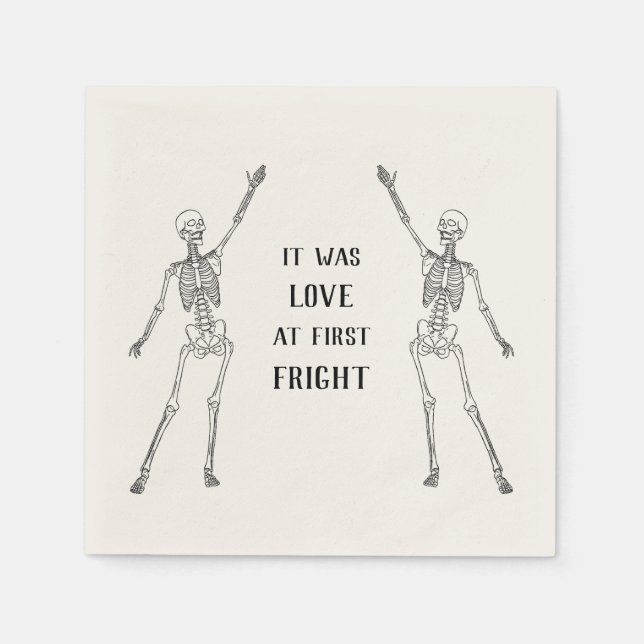 Happy Skeleton Engagement Party Napkin (Front)