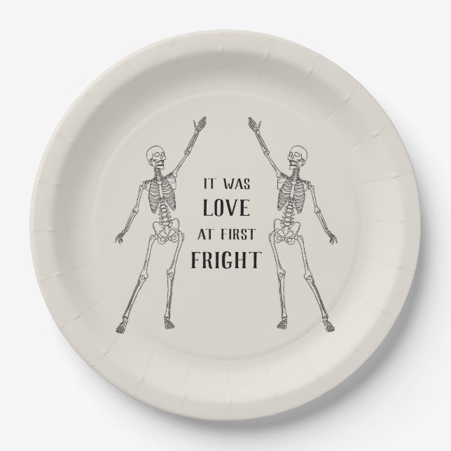 Happy Skeleton Engagement Party Paper Plate (Front)