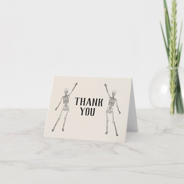 Happy Skeleton Engagement Party Thank You Card (Front)