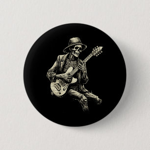 Happy Skeleton Guitar Guy Spooky Halloween Rock Ba 6 Cm Round Badge