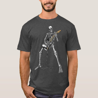 Happy Skeleton Guitar Guy Spooky Halloween Rock Ba T-Shirt