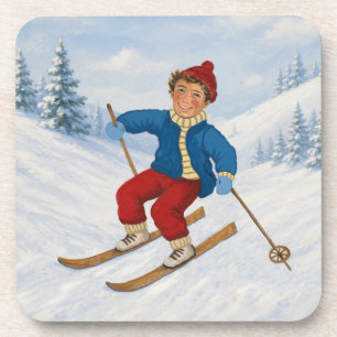 Happy Skier Pillow Coaster