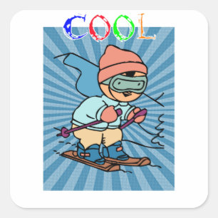 Happy Skiing Season ski resort snow sports Square Sticker