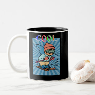 Happy Skiing Season ski resort snow sports Two-Tone Coffee Mug