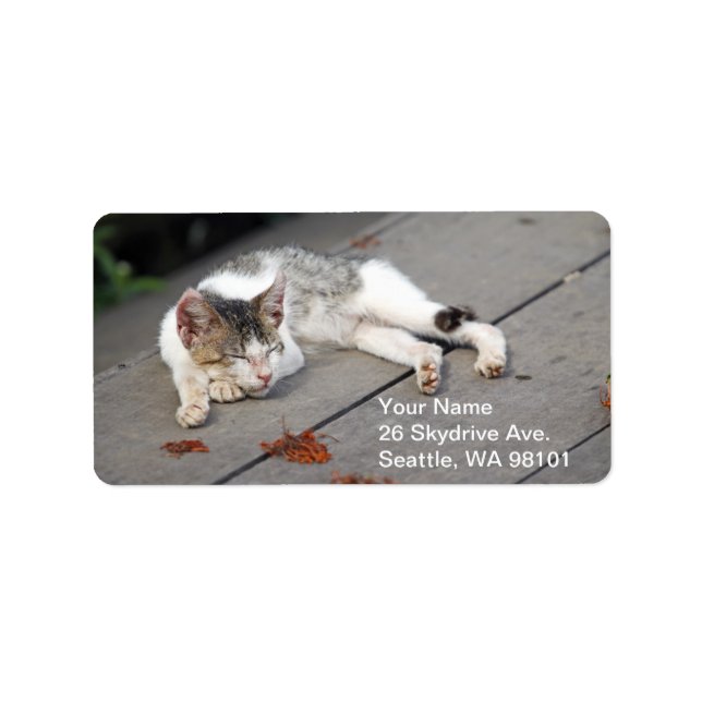 Happy Sleeping Cat Label (Front)