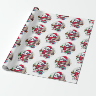 Happy Sleepy Christmas Sloth Wrapping Paper