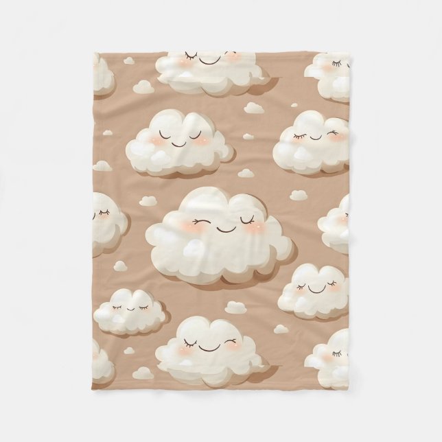 Happy Sleepy Clouds Fleece Blanket (Front)