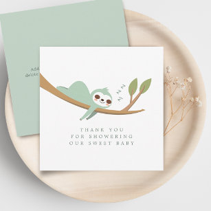 Happy Sloth Baby Shower Thank You Card