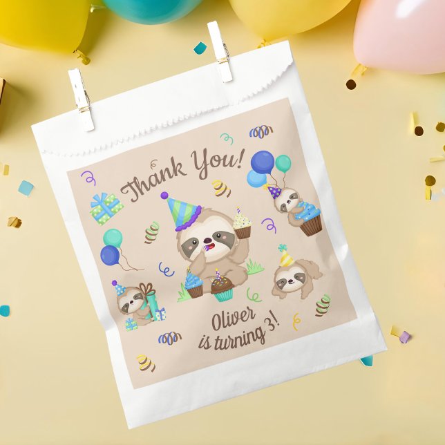 Happy Sloth Birthday Party Thank You Favour Bag (Creator Uploaded)
