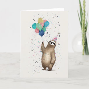 Happy Sloth Celebration Greeting Card