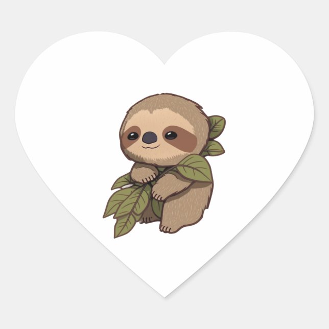 Happy Sloth Drawing Leafy  Sticker  (Front)