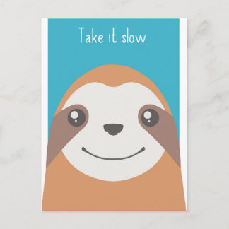 Happy sloth face postcard
