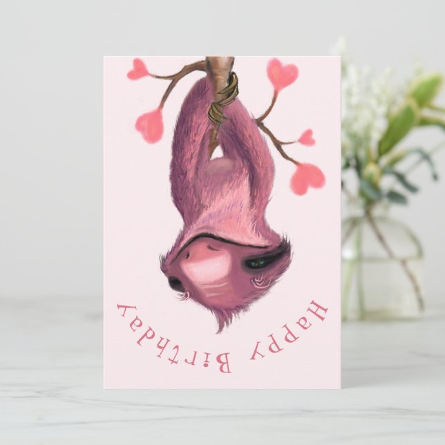 Happy Sloth Funny Birthday Card (Standing Front)