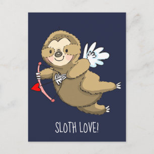 Happy Sloth Love Valentine Cupid Postcard
