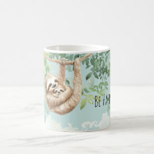 Happy Sloth Mom Baby Tree Coffee Mug