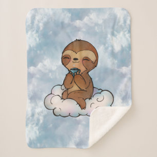 Happy Sloth on a Cloud Sherpa Blanket