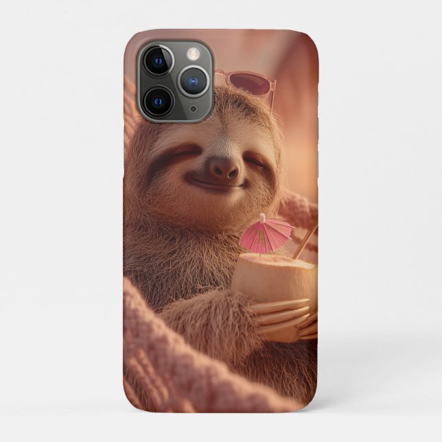 Happy Sloth Relaxing in a Hammock Case-Mate iPhone Case (Back)