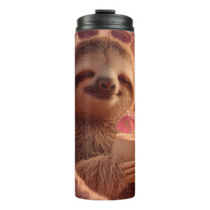 Happy Sloth Relaxing in a Hammock Thermal Tumbler