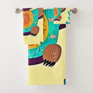 Happy Sloth Swing Design Bath Towel Set