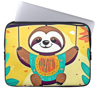 Happy Sloth Swing Design Laptop Sleeve