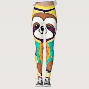 Happy Sloth Swing Design Leggings
