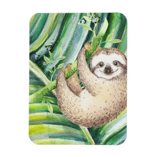 Happy Sloth Tropical Magnet