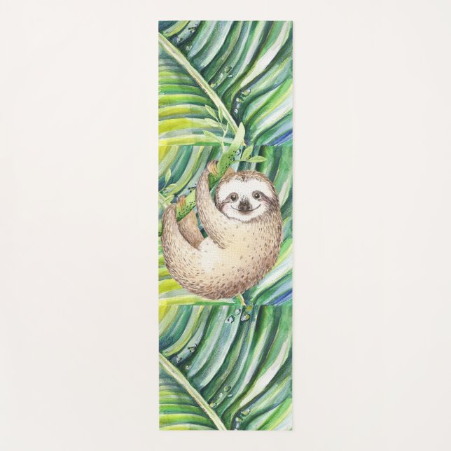 Happy Sloth Tropical Yoga Mat (Front)