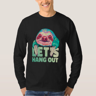 Happy Sloth Watercolor Lets Hang Out Animal T-Shirt