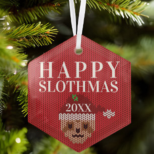 Happy Slothmas Red Ugly Christmas Hanging Ornament